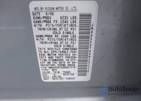 2009 Nissan Rogue S from USA, damaged, VIN JN8AS58T69W057778